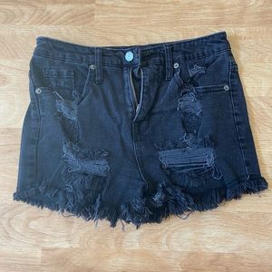 Black High Waisted Jean Shorts